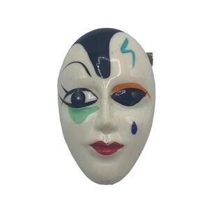 Vintage NANCO Face Mask Pin 1970s Kabuki mask Chelsea Mass